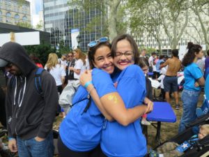 karen and alecia hug